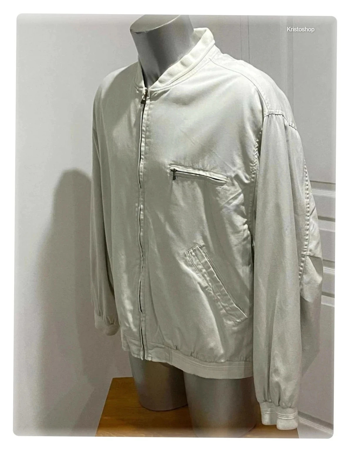 Chaqueta retro Camaieu Harrington beige Talla L Vintage 90s – photo 3